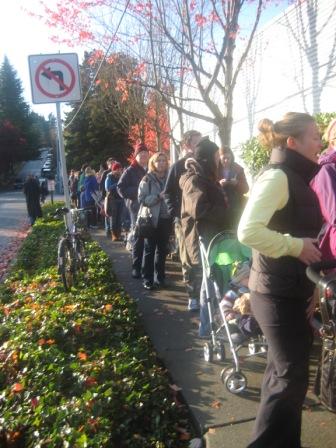 Line for H1N1 vaccine in Sand Point