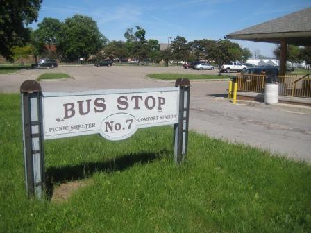 A bus stop on Belle Isle