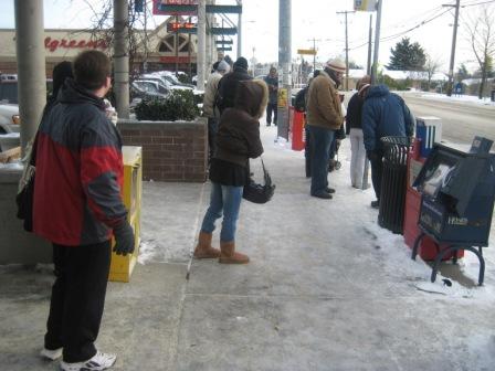 Slippery sidewalks are bad for bus riders