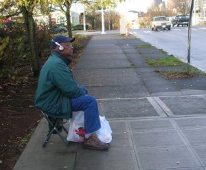 Improvised bus stop bench