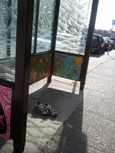 Running shoes at Yesler and Broadway(ish)