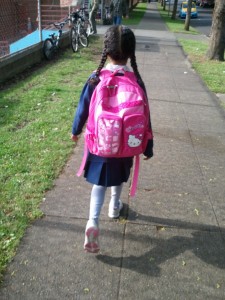 Chicklet walking to school
