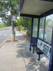 Bus stop memorial - side view