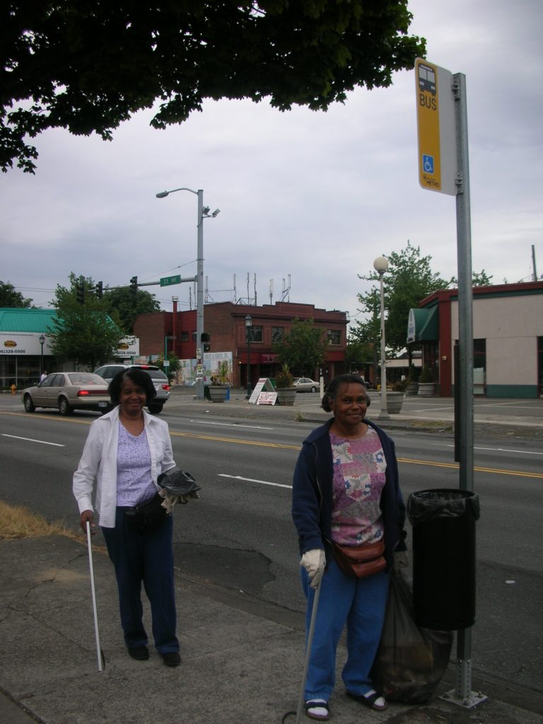 Mrs. Lamb and her sister cleaning Good Shepherd's adopted stop